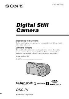 Sony Cyber-shot P1 manual. Camera Instructions.